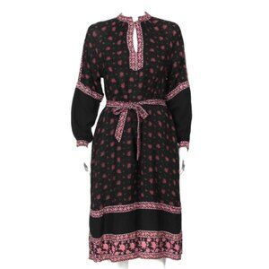 Vtg 70s Ritu Kumar Judith Ann Floral Block Print Midi Dress Bohemian sz S /182